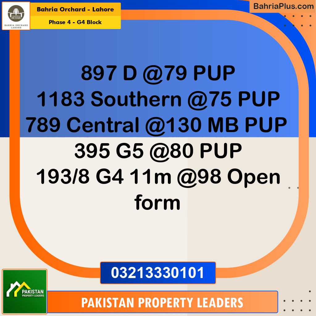 11 Marla Residential Plot for Sale in Phase 4 - G4 Block -  Bahria Orchard, Lahore - (BP-268179)
