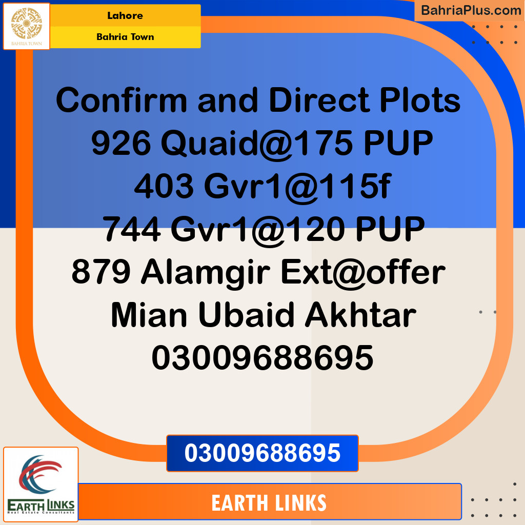Residential Plot for Sale in Bahria Town, Lahore - (BP-268247)