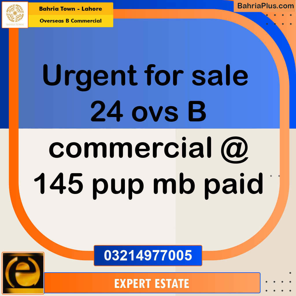 3 Marla Commercial Plot for Sale in Overseas B Commercial -  Bahria Town, Lahore - (BP-268255)