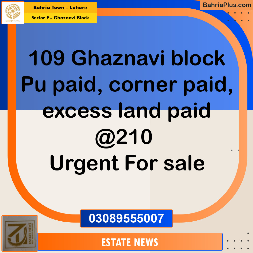 Residential Plot for Sale in Sector F - Ghaznavi Block -  Bahria Town, Lahore - (BP-268290)