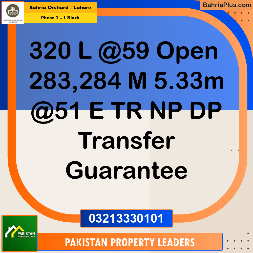 5 Marla Residential Plot for Sale in Phase 2 - L Block -  Bahria Orchard, Lahore - (BP-268325)
