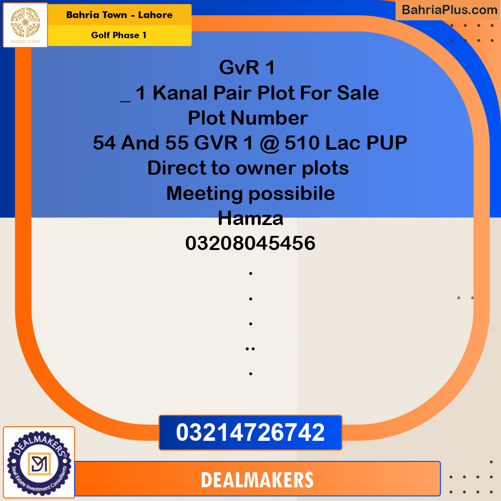 1 Kanal Residential Plot for Sale in Golf Phase 1 -  Bahria Town, Lahore - (BP-268339)