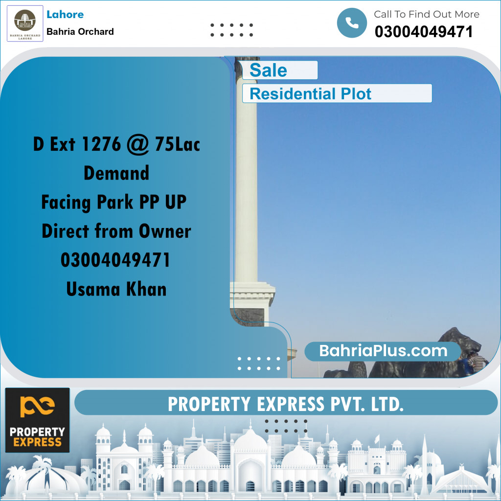 Residential Plot for Sale in Bahria Orchard, Lahore - (BP-268365)
