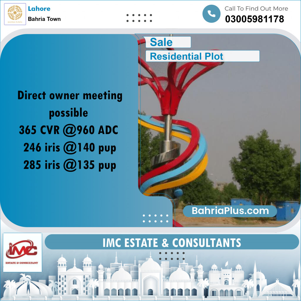 Residential Plot for Sale in Bahria Town, Lahore - (BP-268378)