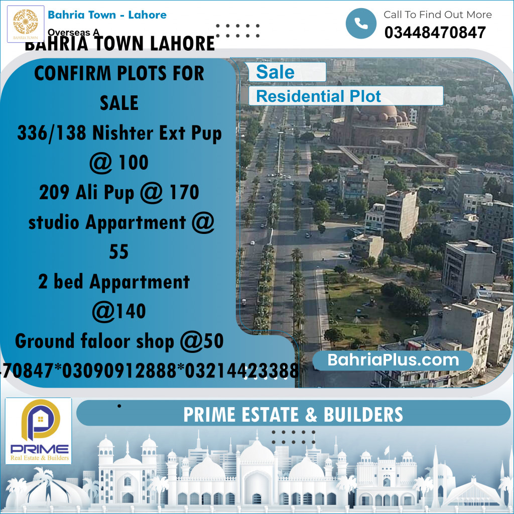 Residential Plot for Sale in Overseas A -  Bahria Town, Lahore - (BP-268382)