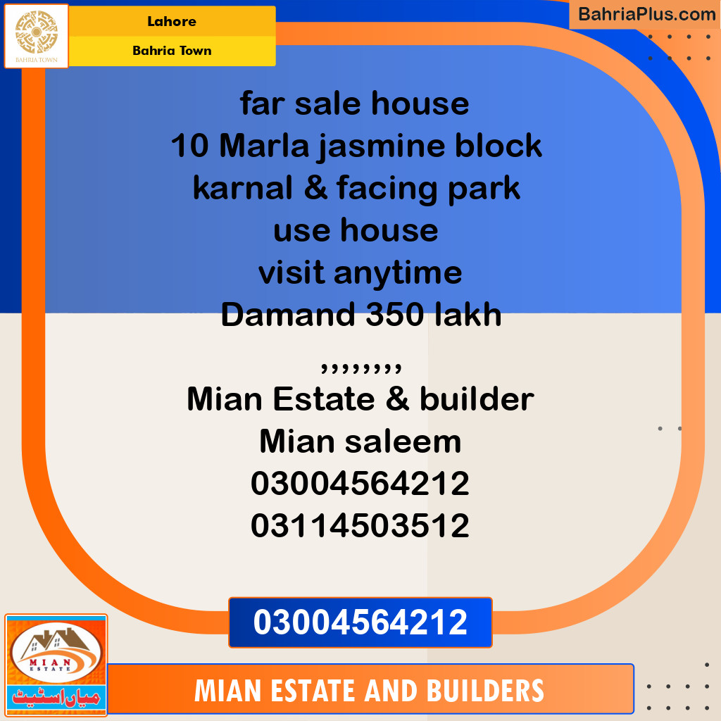Residential House for Sale in Bahria Town, Lahore - (BP-268420)
