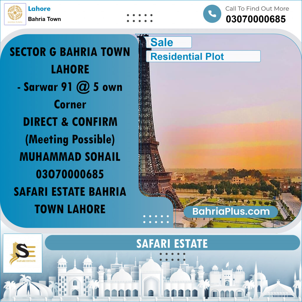 Residential Plot for Sale in Bahria Town, Lahore - (BP-268460)