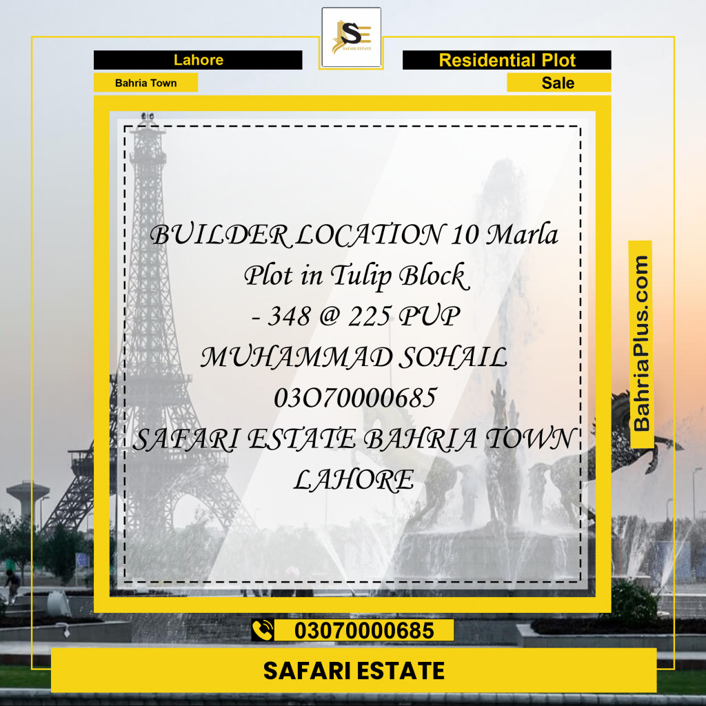 Residential Plot for Sale in Bahria Town, Lahore - (BP-268462)