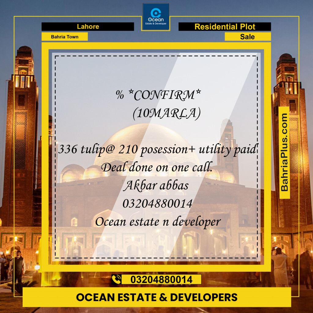 Residential Plot for Sale in Bahria Town, Lahore - (BP-268465)