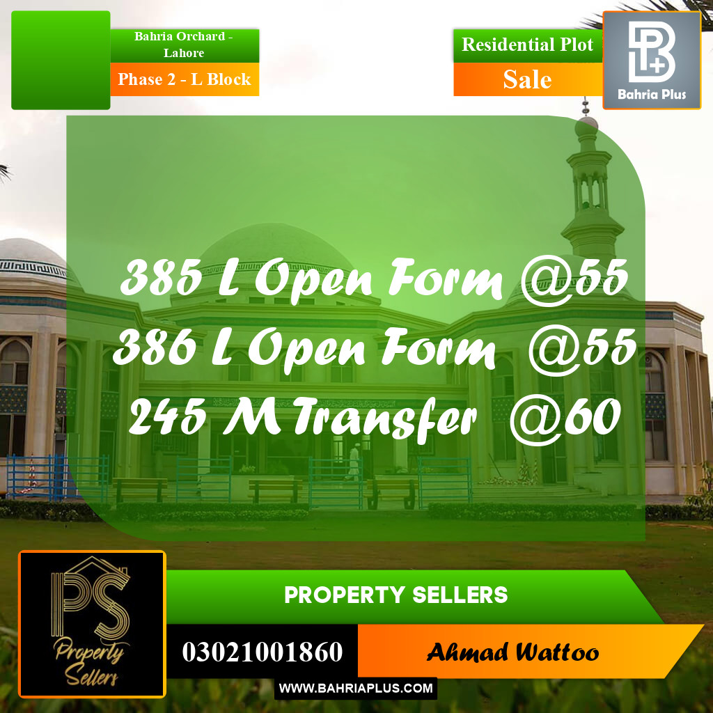5 Marla Residential Plot for Sale in Phase 2 - L Block -  Bahria Orchard, Lahore - (BP-268476)