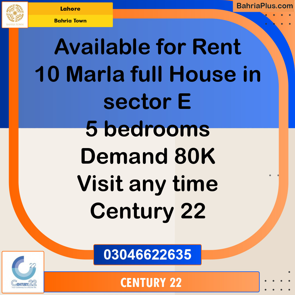10 Marla Residential House for Rent in Bahria Town, Lahore - (BP-268501)