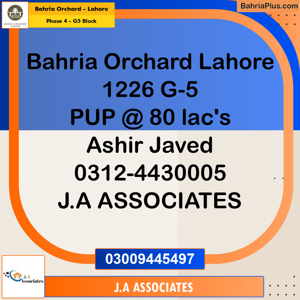 10 Marla Residential Plot for Sale in Phase 4 - G5 Block -  Bahria Orchard, Lahore - (BP-268575)