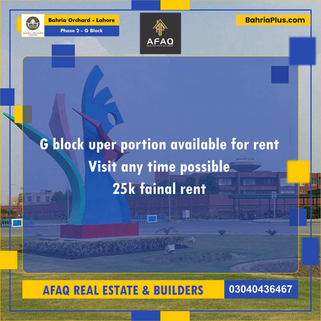 5 Marla Residential House for Rent in Phase 2 - G Block -  Bahria Orchard, Lahore - (BP-268595)