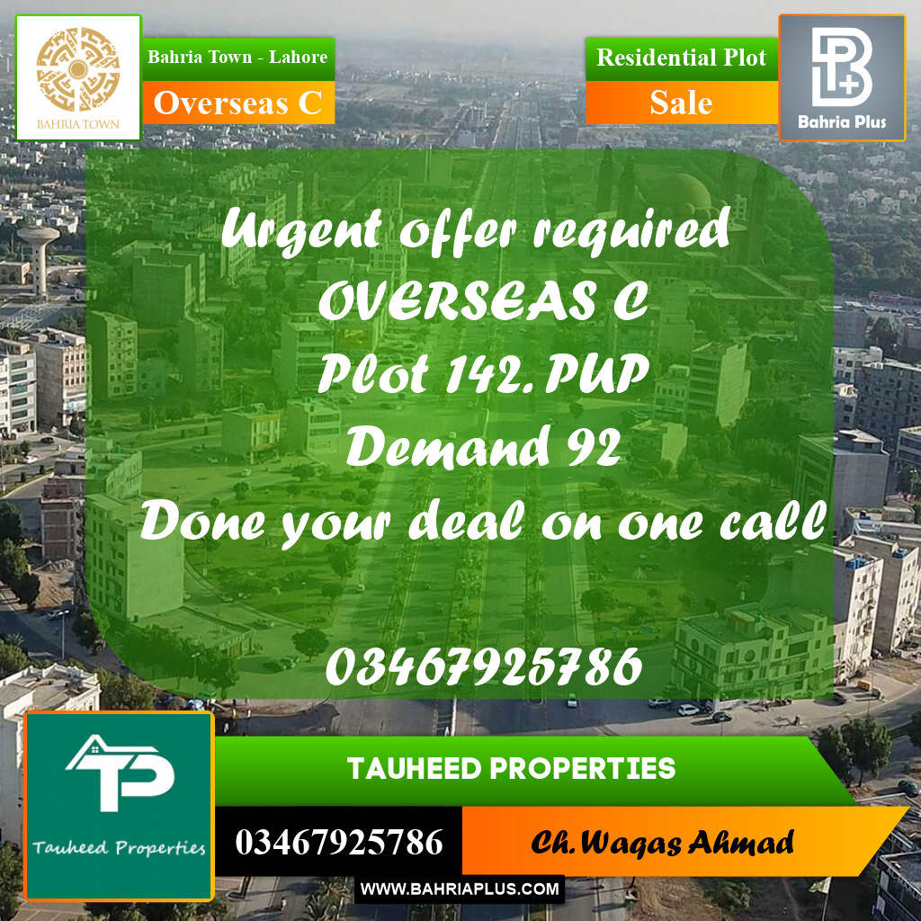 5 Marla Residential Plot for Sale in Overseas C -  Bahria Town, Lahore - (BP-268658)