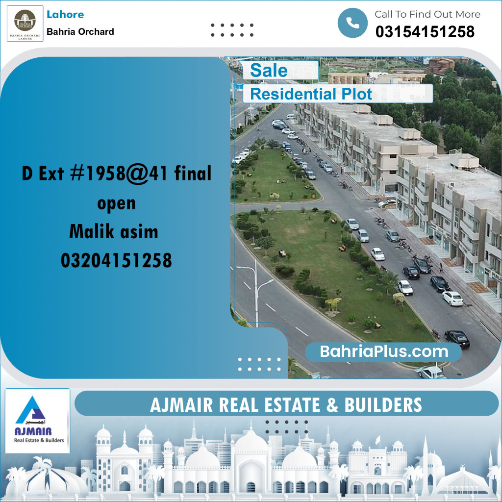 Residential Plot for Sale in Bahria Orchard, Lahore - (BP-268669)