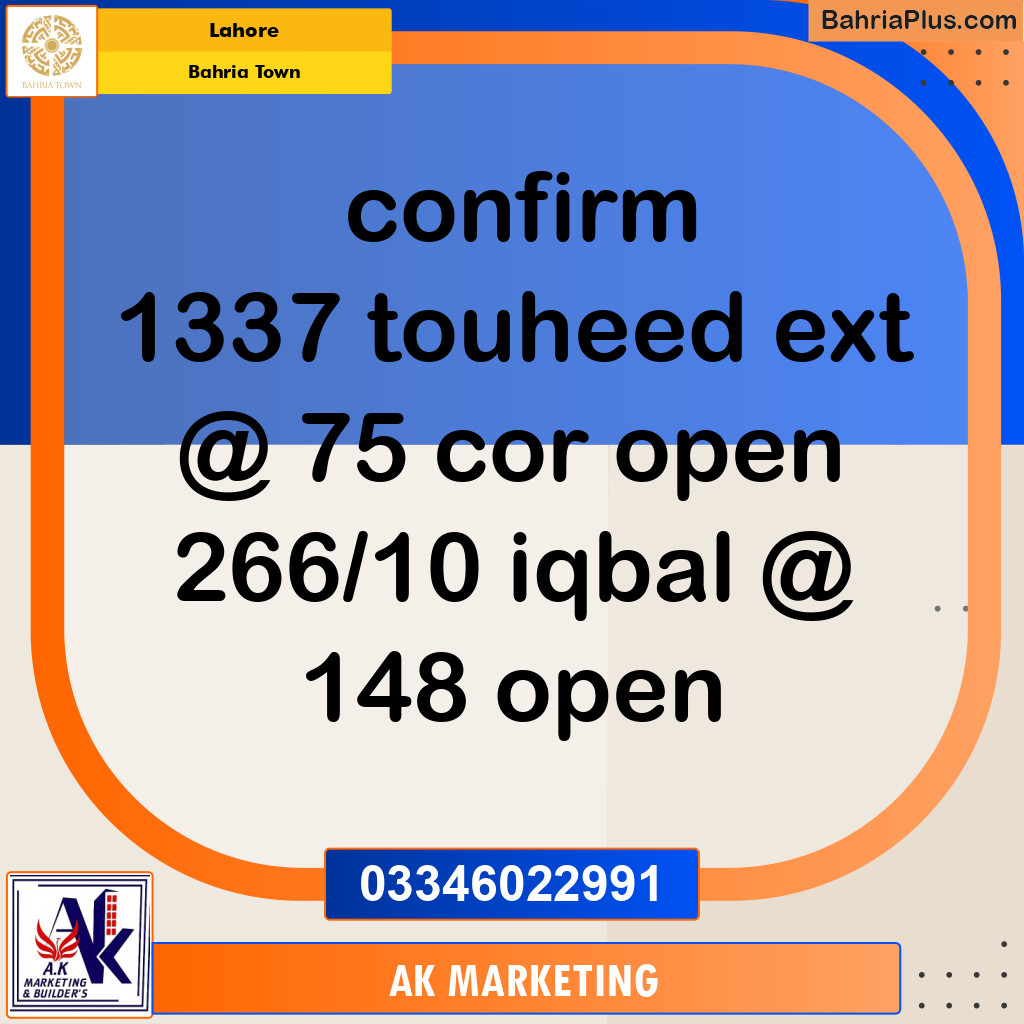 10 Marla Residential Plot for Sale in Bahria Town, Lahore - (BP-268692)