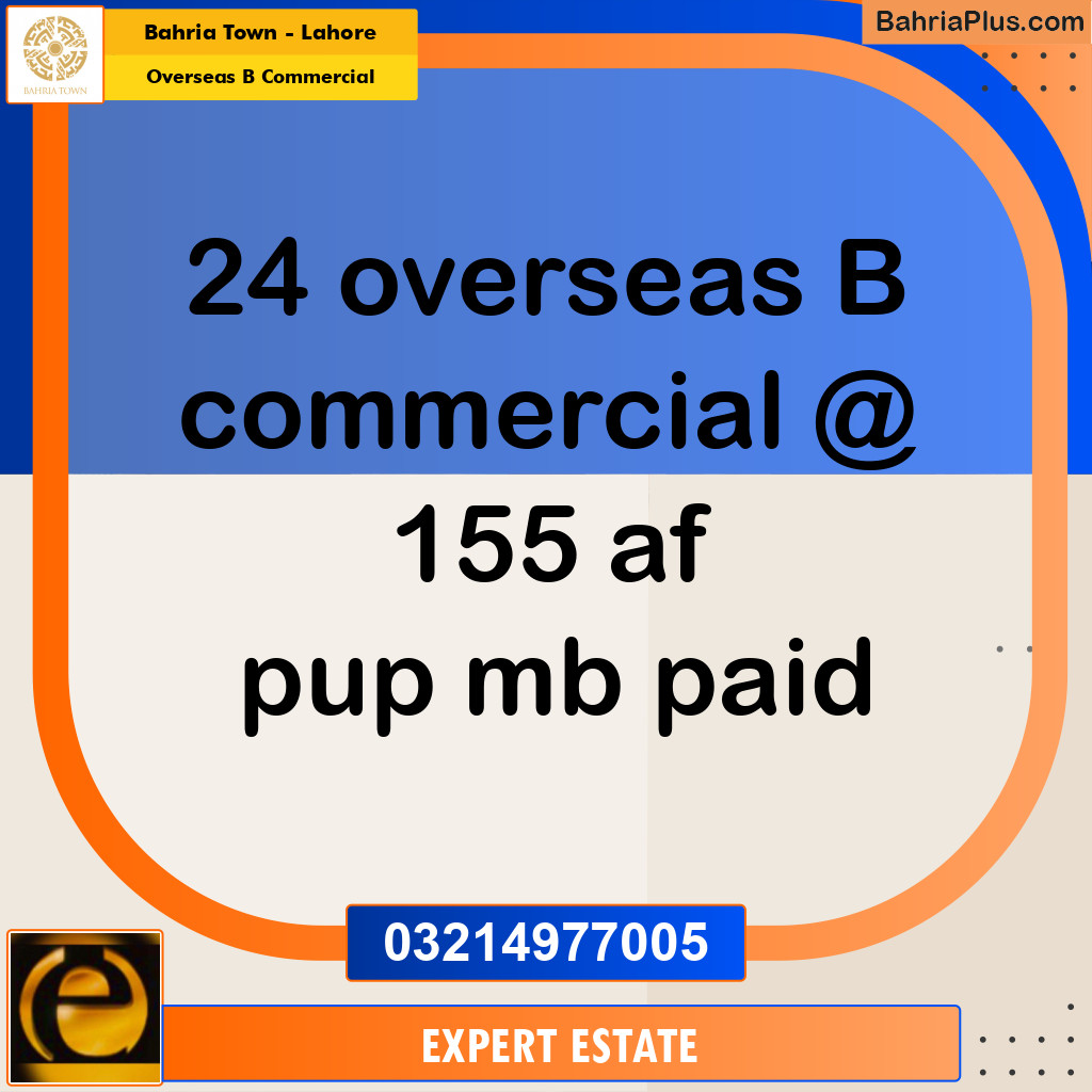 3 Marla Commercial Plot for Sale in Overseas B Commercial -  Bahria Town, Lahore - (BP-268720)