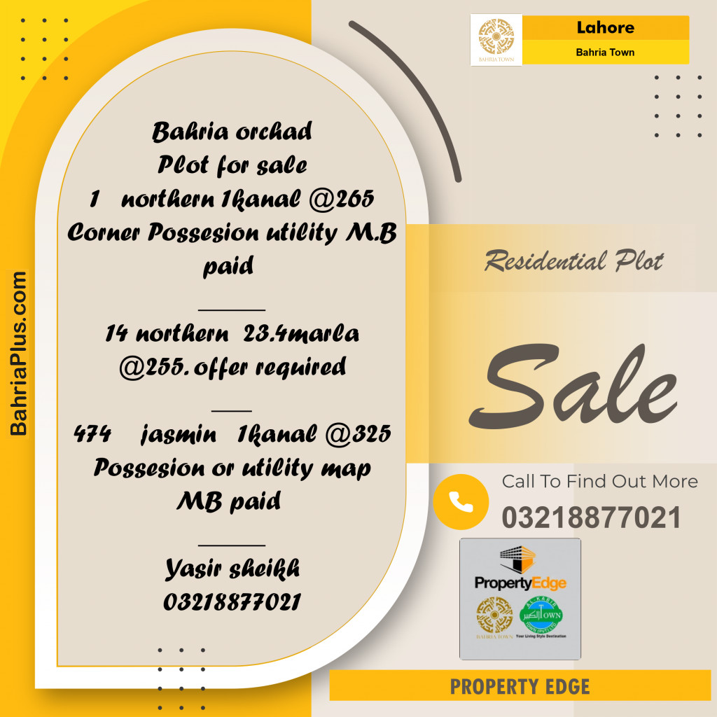 Residential Plot for Sale in Bahria Town, Lahore - (BP-268766)