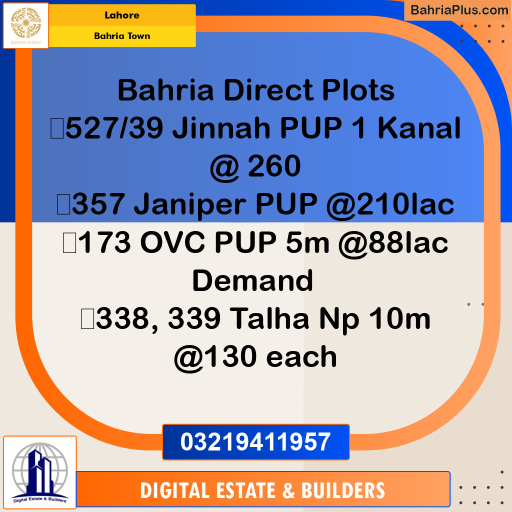 Residential Plot for Sale in Bahria Town, Lahore - (BP-268776)