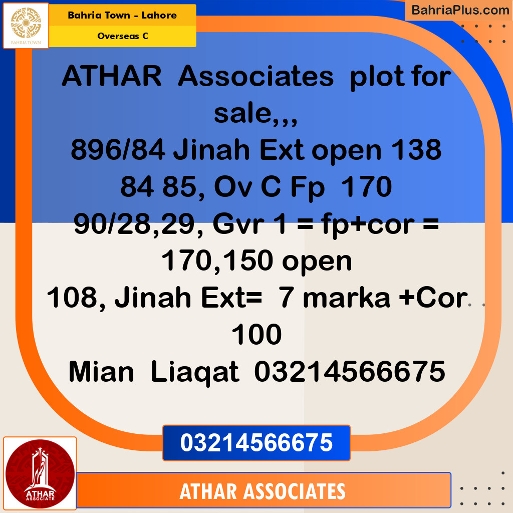 10 Marla Residential Plot for Sale in Overseas C -  Bahria Town, Lahore - (BP-268804)