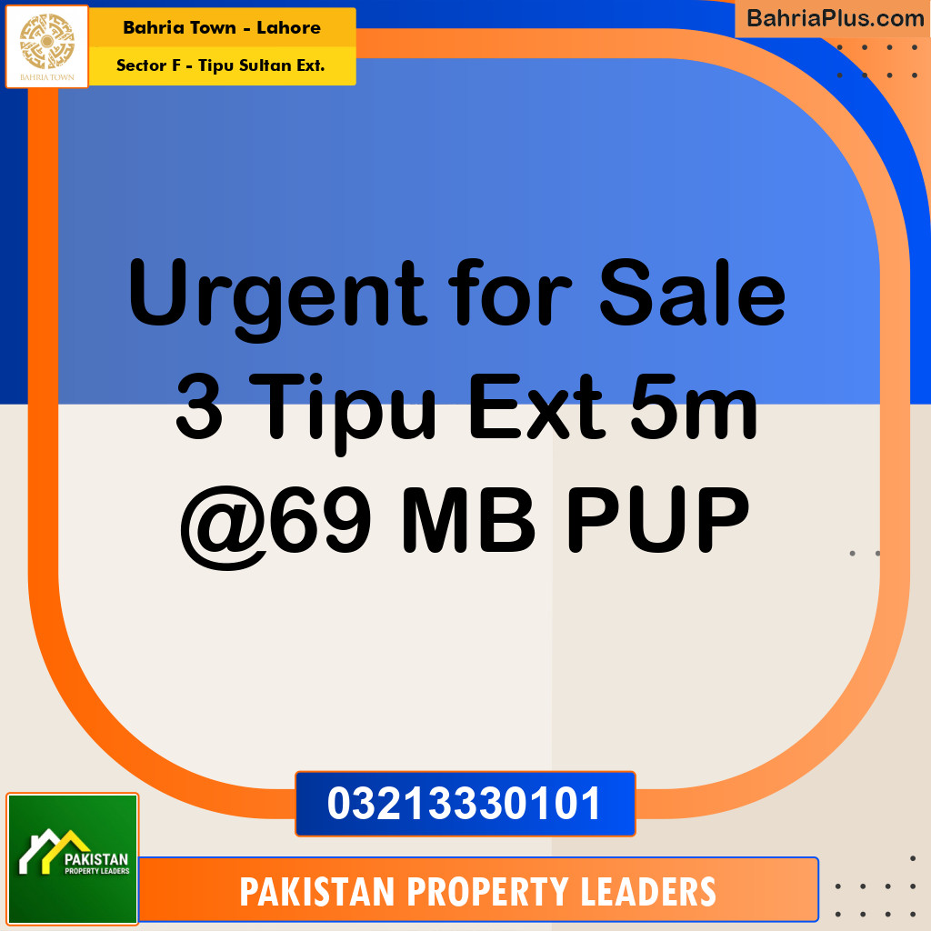 5 Marla Residential Plot for Sale in Sector F - Tipu Sultan Ext. -  Bahria Town, Lahore - (BP-268810)