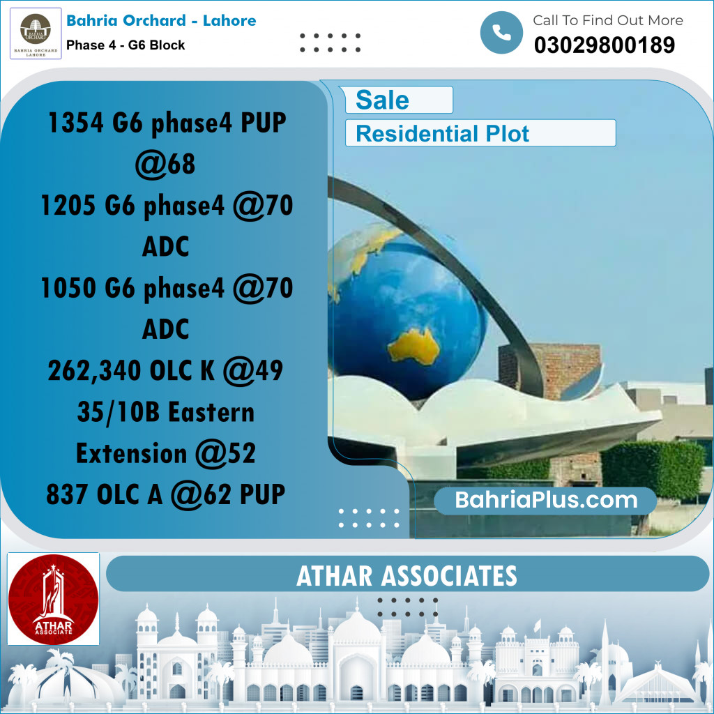 10 Marla Residential Plot for Sale in Phase 4 - G6 Block -  Bahria Orchard, Lahore - (BP-268815)