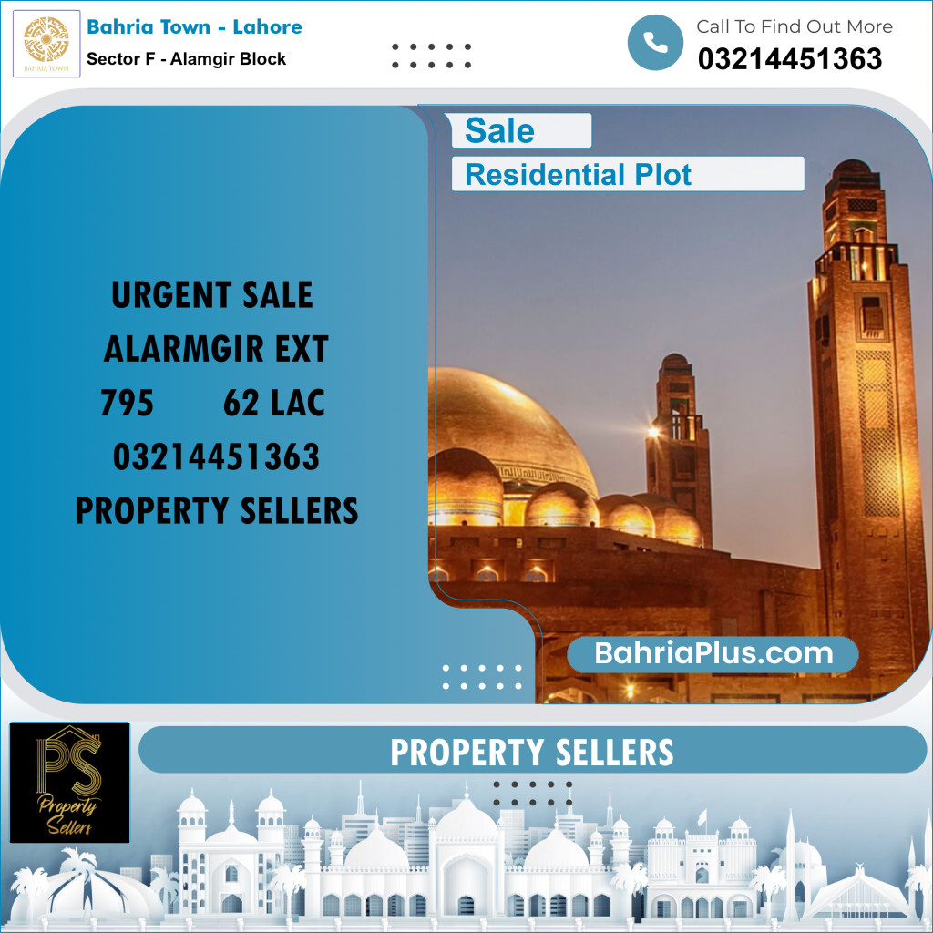 5 Marla Residential Plot for Sale in Sector F - Alamgir Block -  Bahria Town, Lahore - (BP-268823)
