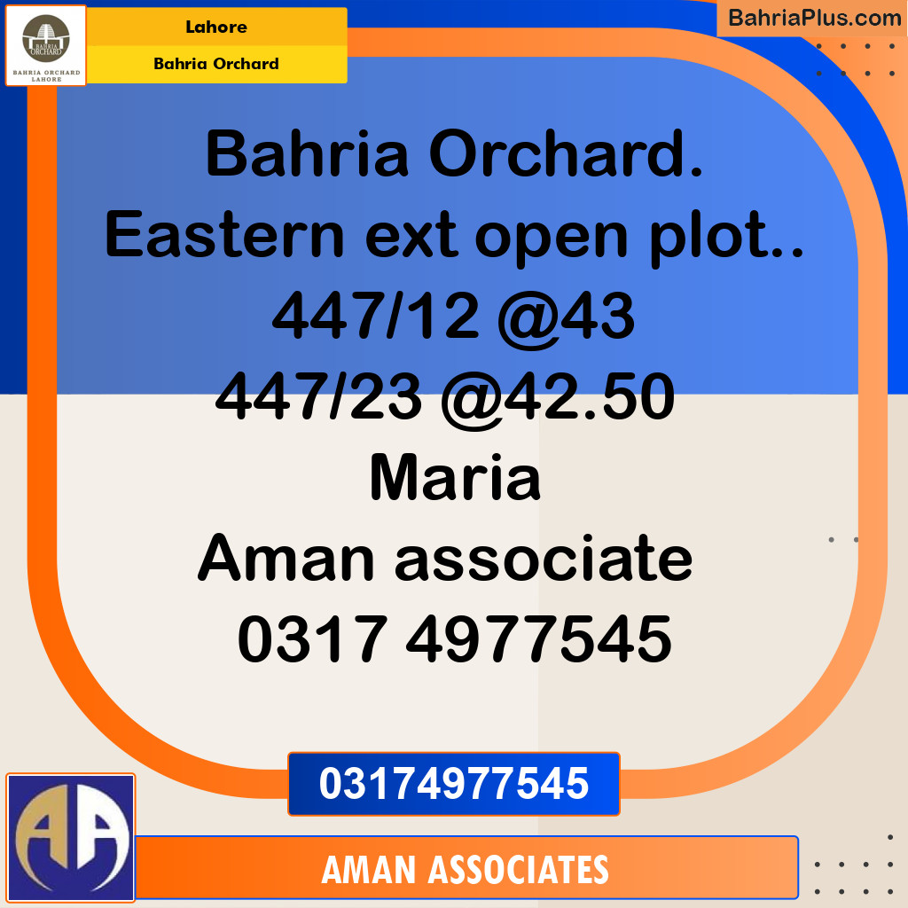 Residential Plot for Sale in Bahria Orchard, Lahore - (BP-268871)