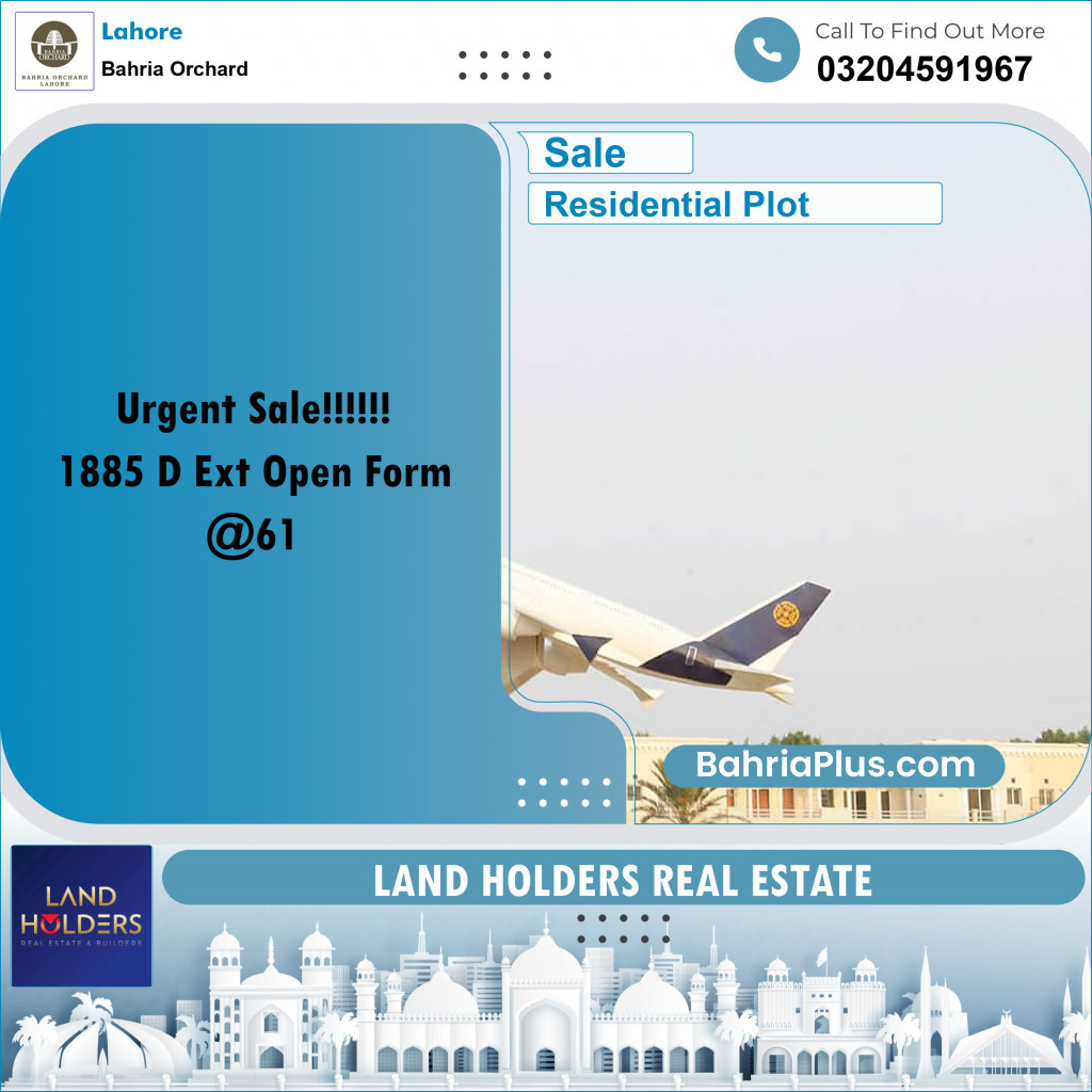 8 Marla Residential Plot for Sale in Bahria Orchard, Lahore - (BP-268965)