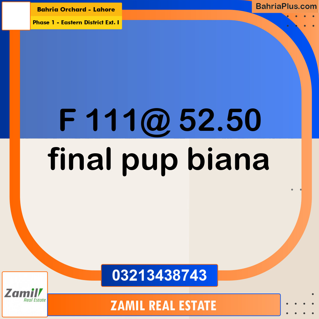 5 Marla Residential Plot for Sale in Phase 1 - Eastern District Ext. I -  Bahria Orchard, Lahore - (BP-268974)