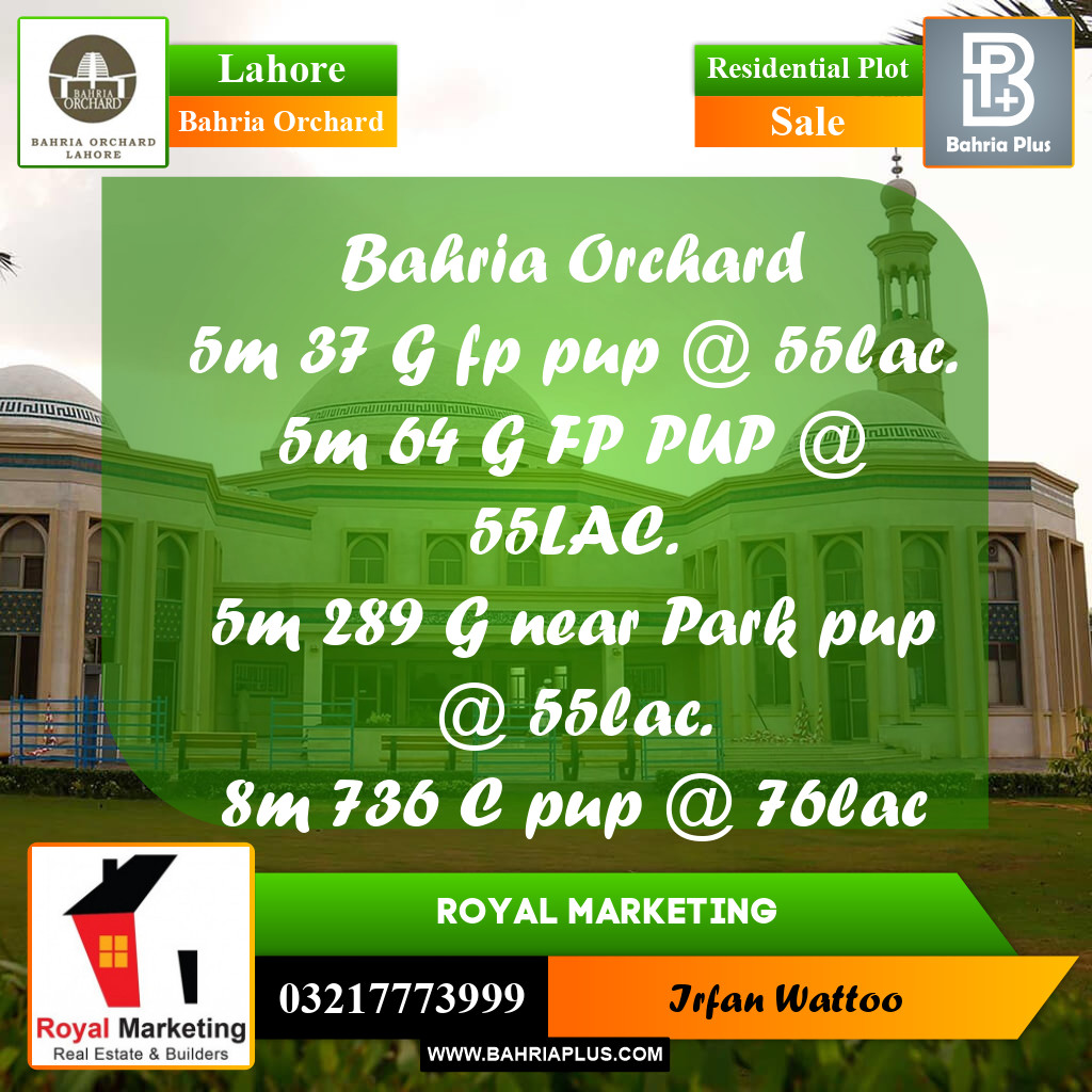 5 Marla Residential Plot for Sale in Bahria Orchard, Lahore - (BP-268980)