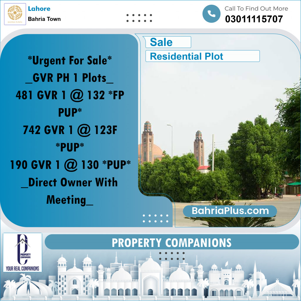 Residential Plot for Sale in Bahria Town, Lahore - (BP-269019)