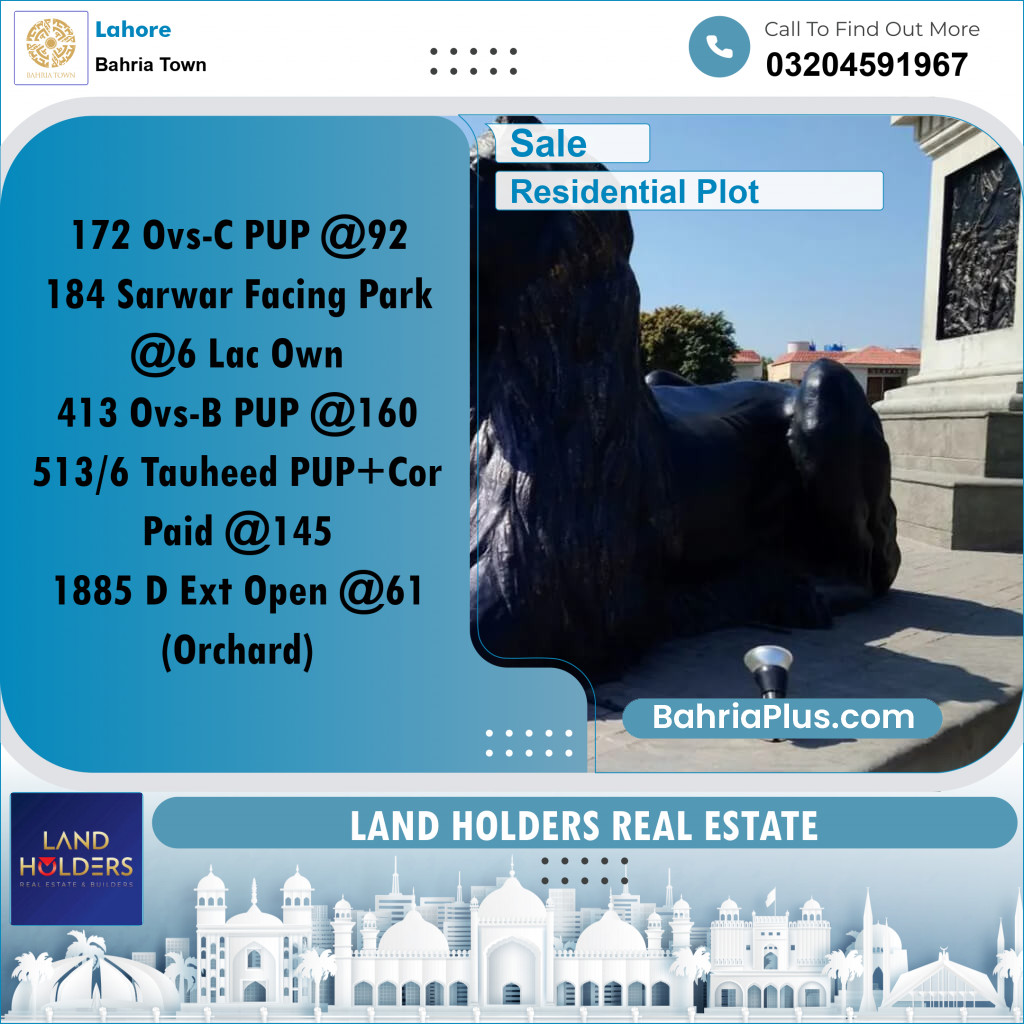 Residential Plot for Sale in Bahria Town, Lahore - (BP-269028)