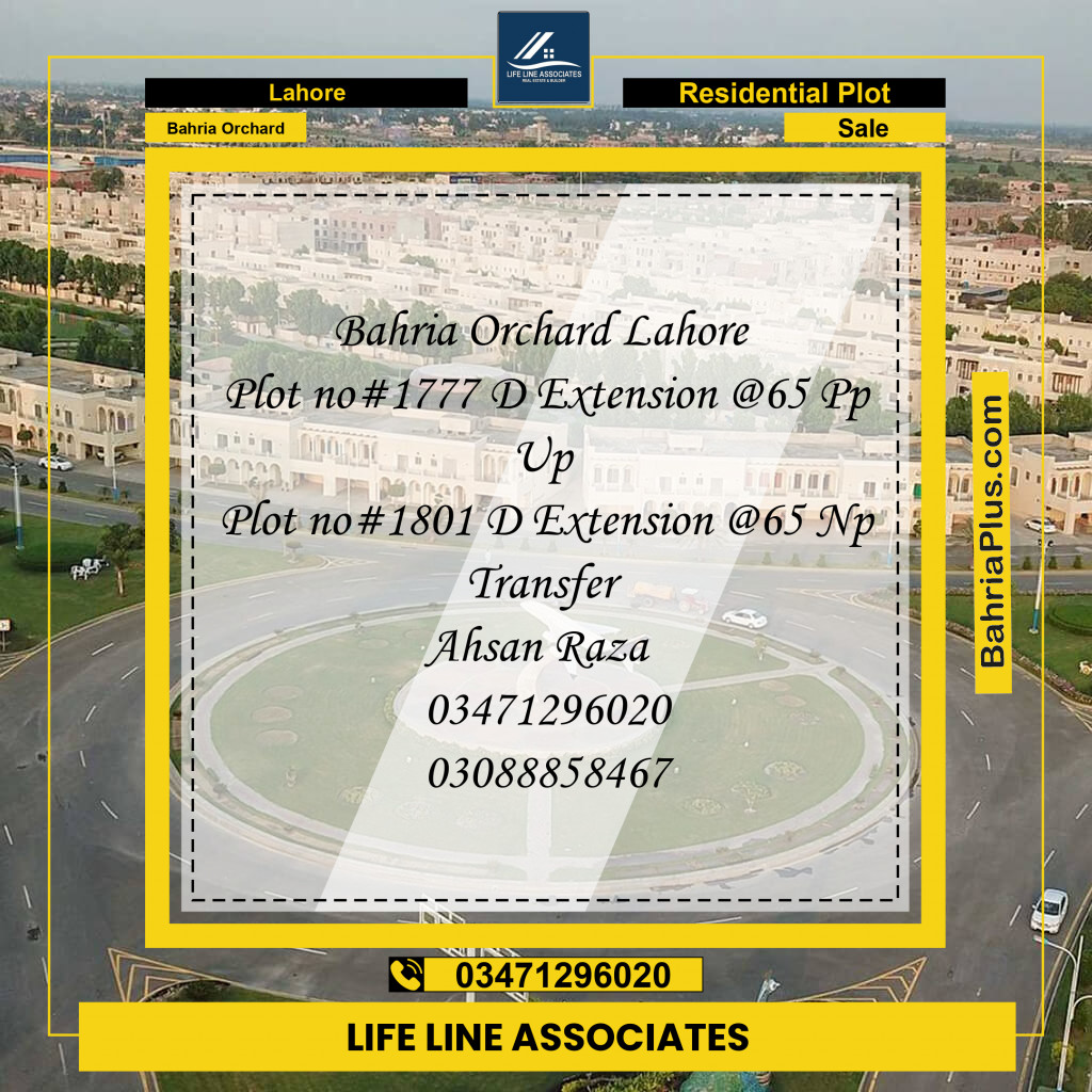 8 Marla Residential Plot for Sale in Bahria Orchard, Lahore - (BP-269065)