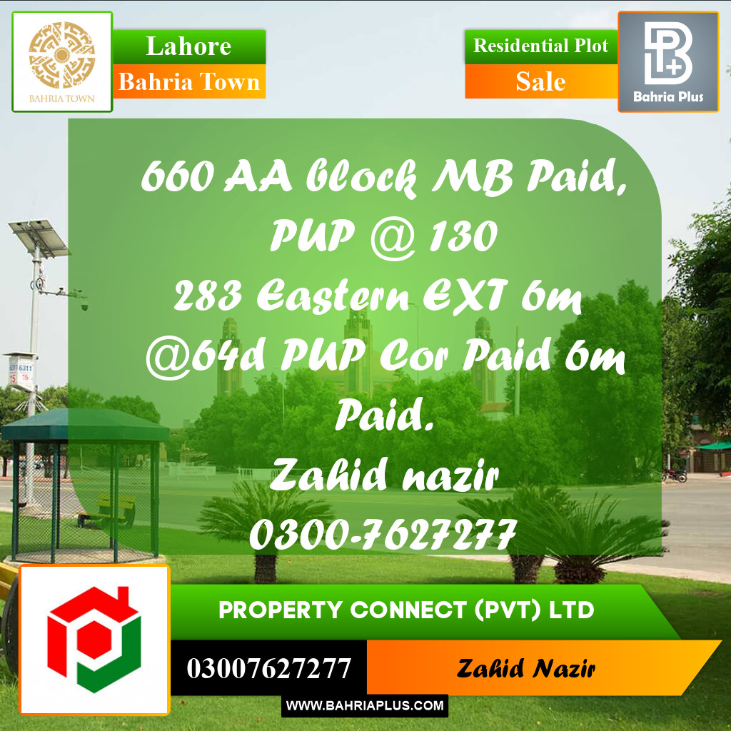 Residential Plot for Sale in Bahria Town, Lahore - (BP-269068)