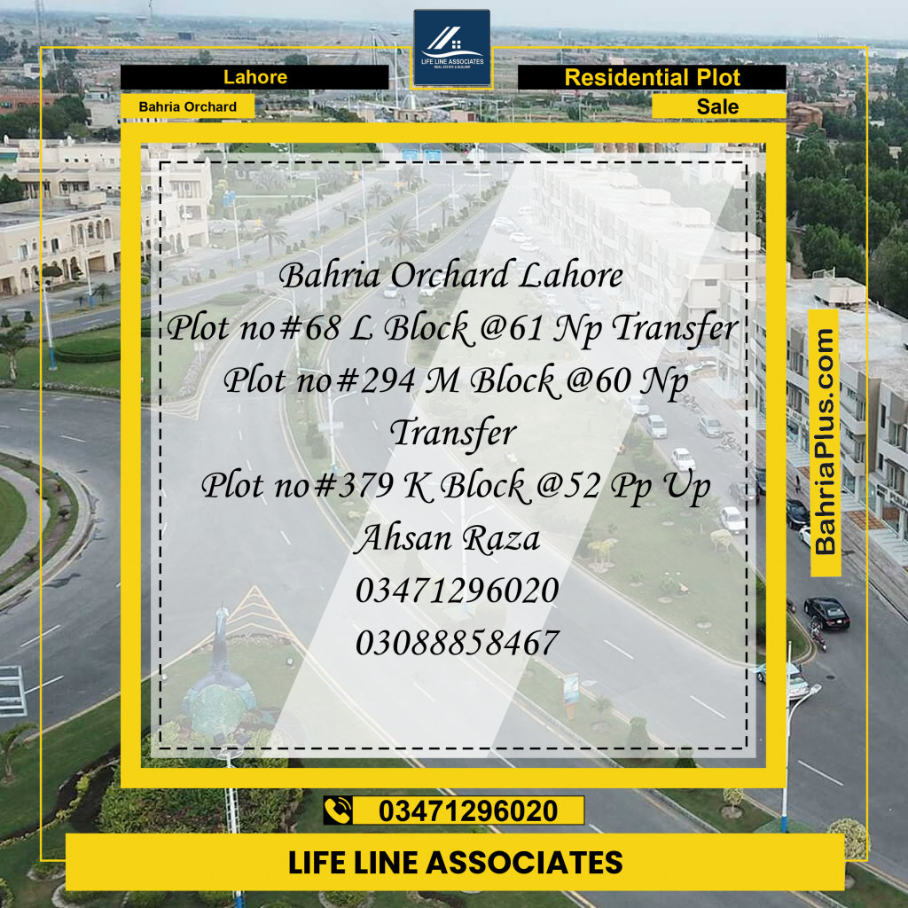 5 Marla Residential Plot for Sale in Bahria Orchard, Lahore - (BP-269069)