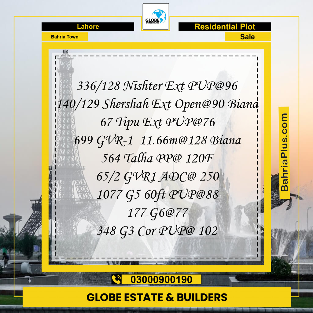 Residential Plot for Sale in Bahria Town, Lahore - (BP-269076)