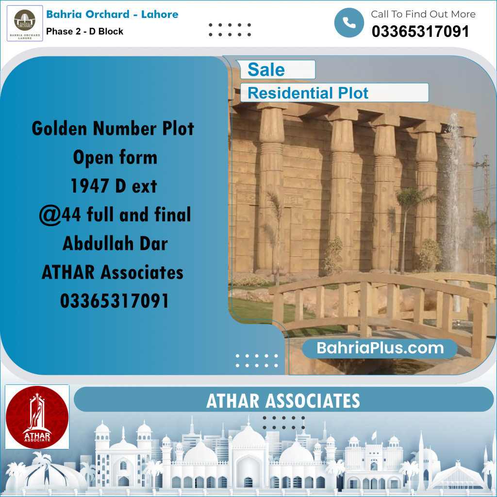 5 Marla Residential Plot for Sale in Phase 2 - D Block - Bahria Orchard, Lahore - (BP-269116)