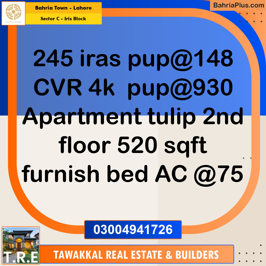 10 Marla Residential Plot for Sale in Sector C - Iris Block -  Bahria Town, Lahore - (BP-269157)