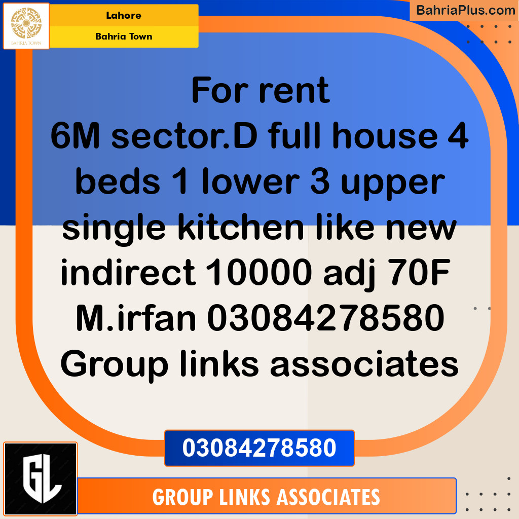 Residential House for Rent in Bahria Town, Lahore - (BP-269166)