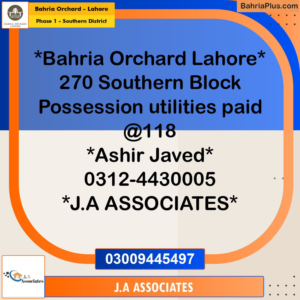 10 Marla Residential Plot for Sale in Phase 1 - Southern District - Bahria Orchard, Lahore - (BP-269176)
