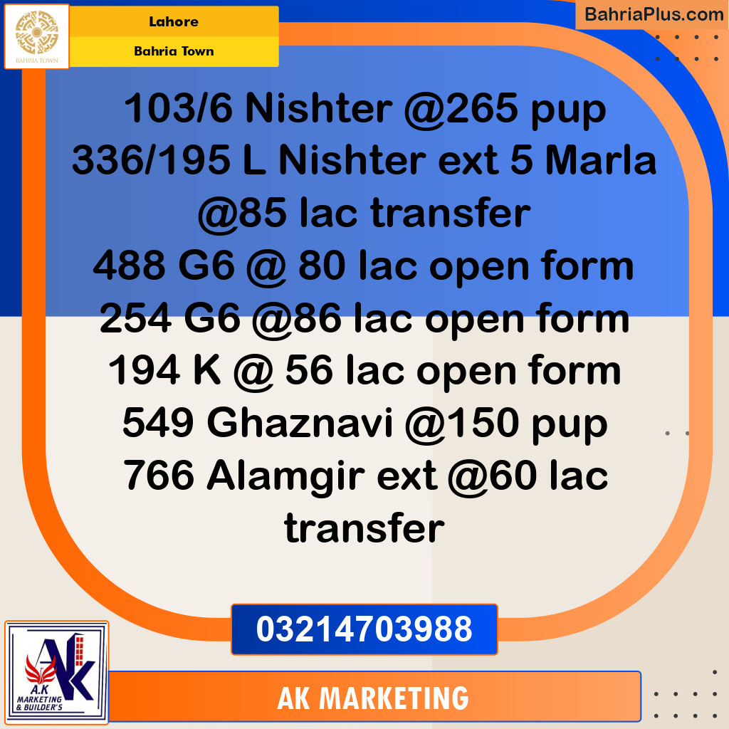 Residential Plot for Sale in Bahria Town, Lahore - (BP-269204)