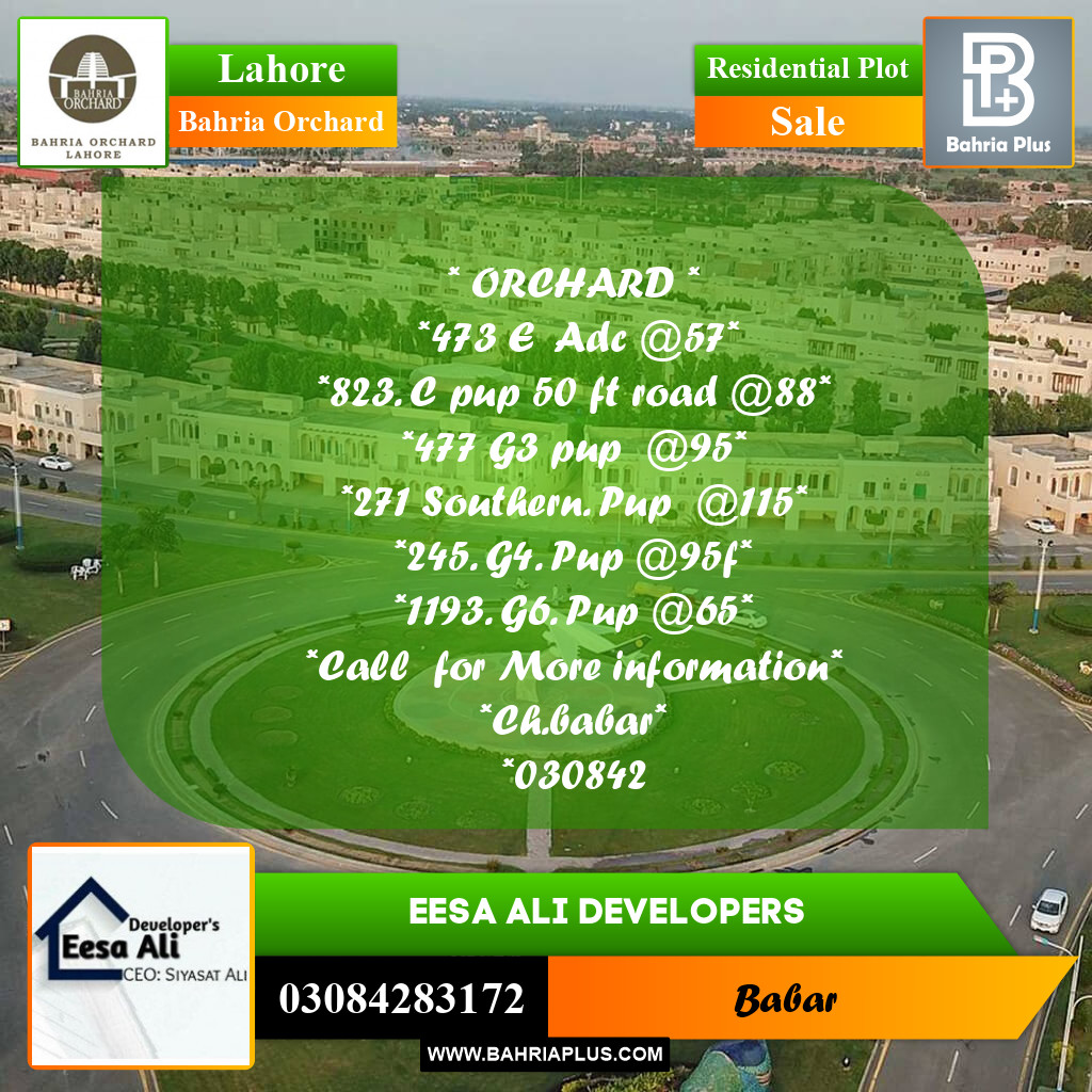 Residential Plot for Sale in Bahria Orchard, Lahore - (BP-269225)