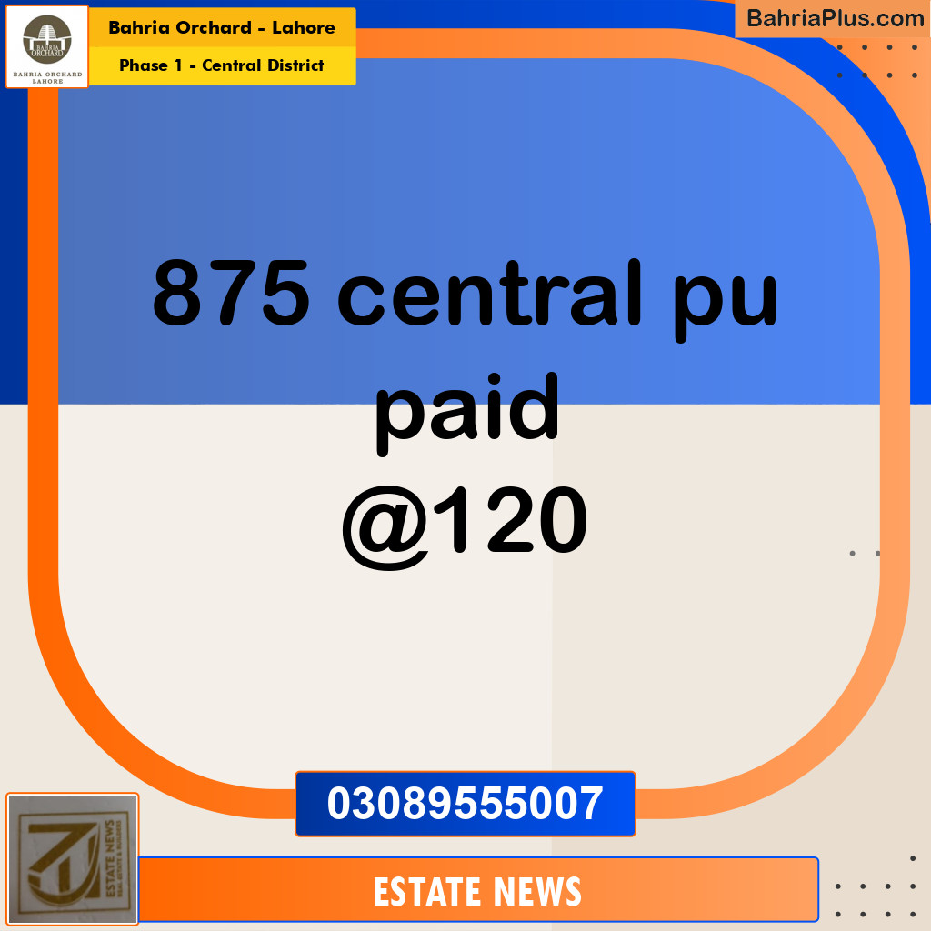 Residential Plot for Sale in Phase 1 - Central District - Bahria Orchard, Lahore - (BP-269243)