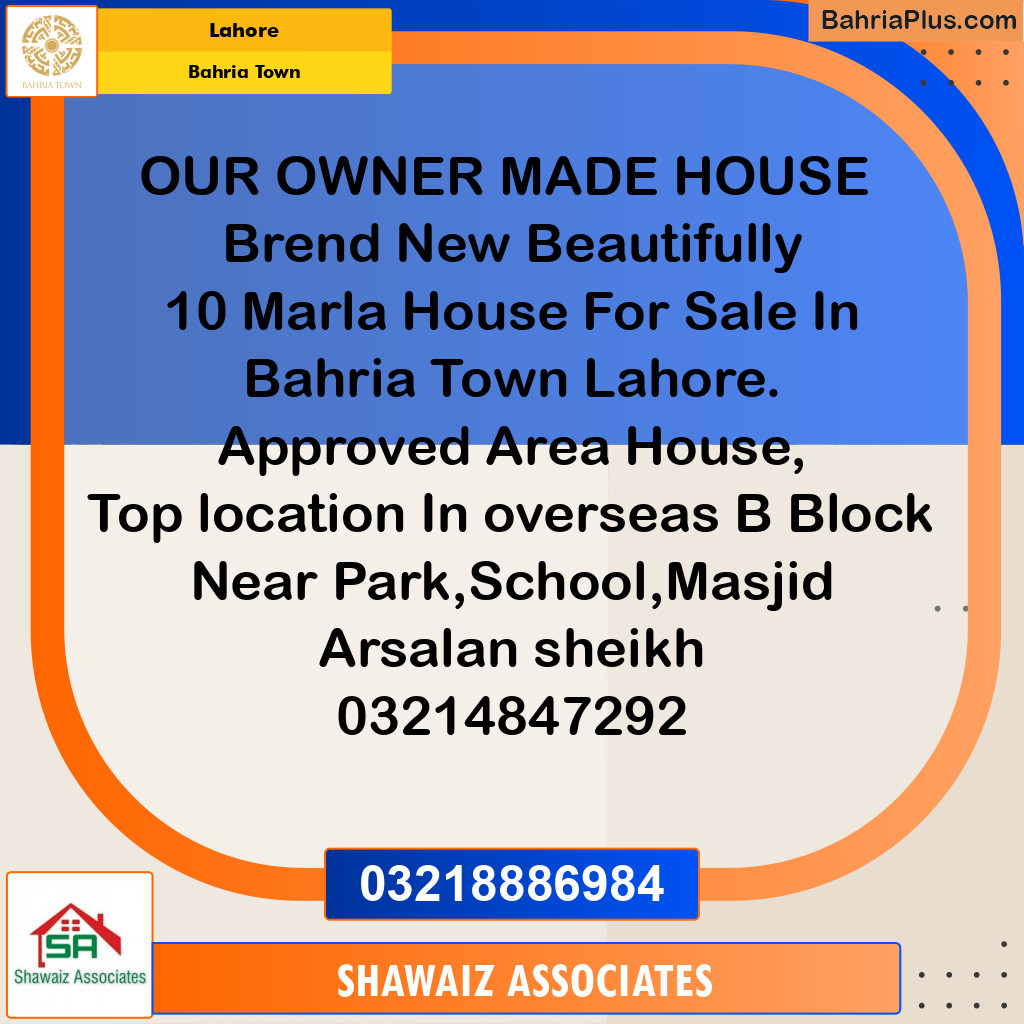 10 Marla Residential House for Sale in Bahria Town, Lahore - (BP-269251)