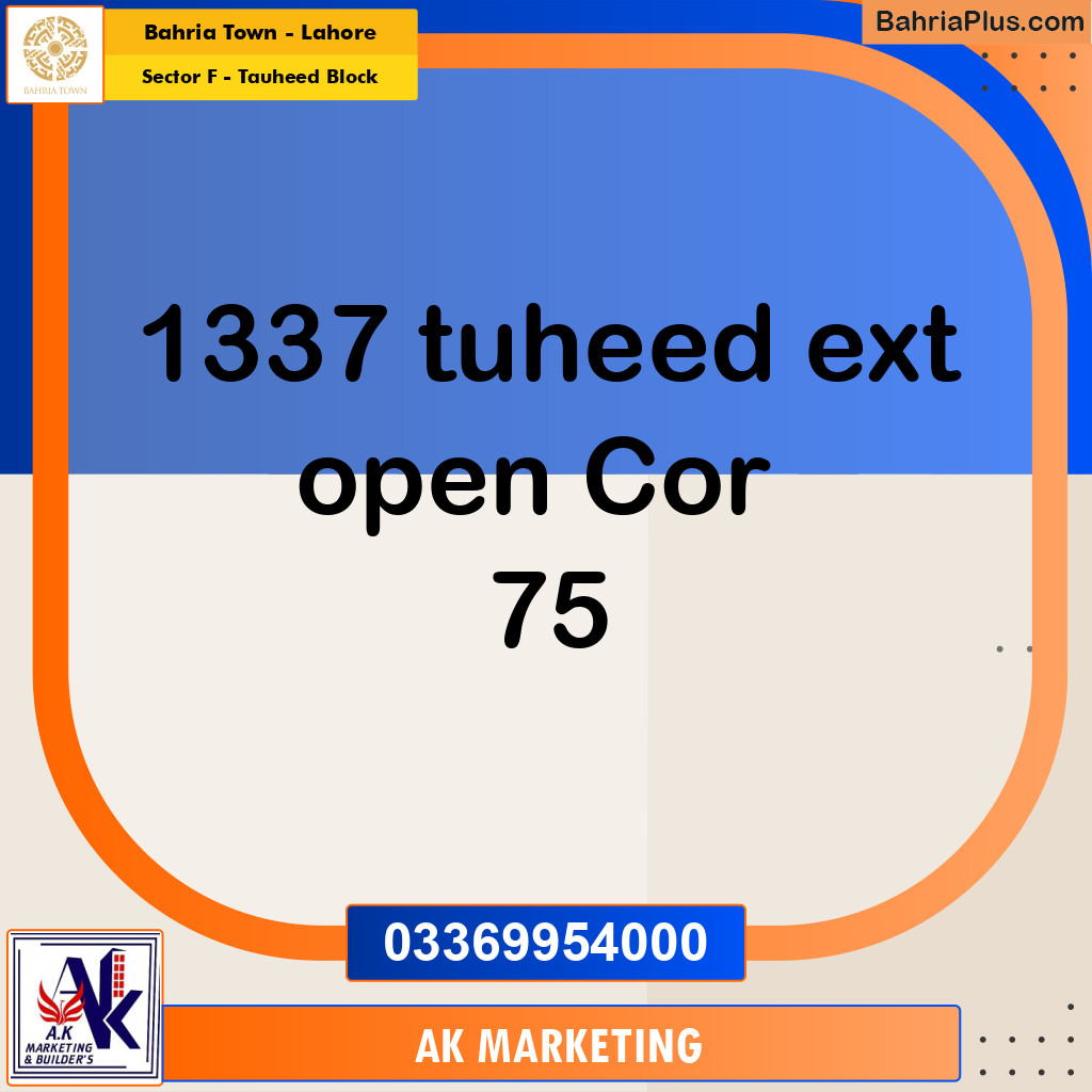 5 Marla Residential Plot for Sale in Sector F - Tauheed Block - Bahria Town, Lahore - (BP-269256)