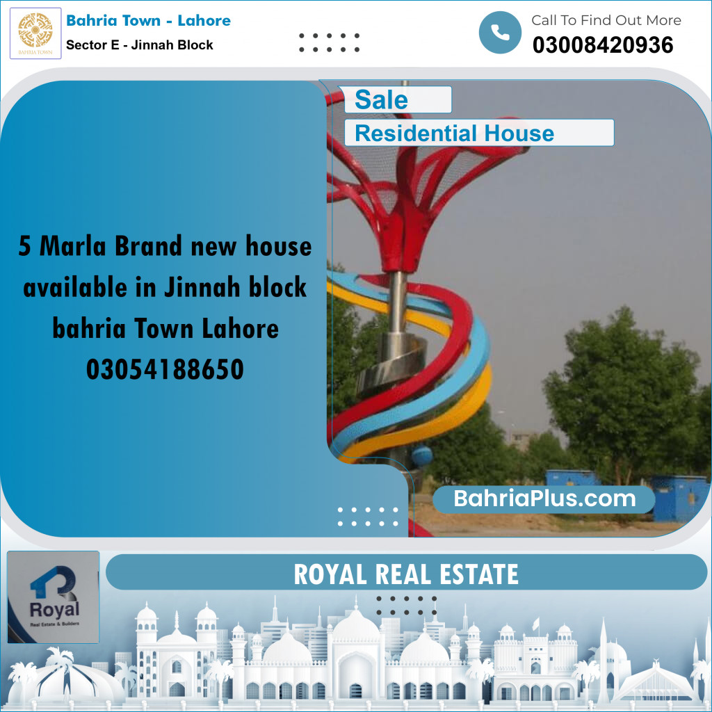 5 Marla Residential House for Sale in Sector E - Jinnah Block - Bahria Town, Lahore - (BP-269274)
