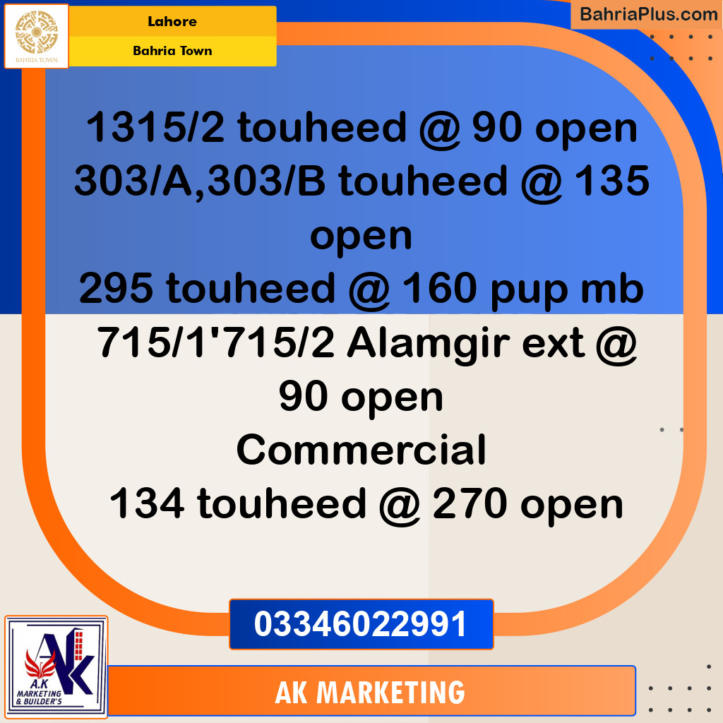 10 Marla Residential Plot for Sale in Bahria Town, Lahore - (BP-269281)