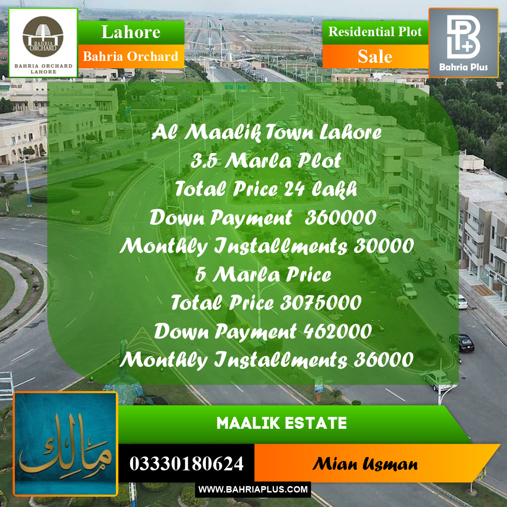 3.5 Marla Residential Plot for Sale in Bahria Orchard, Lahore - (BP-269325)
