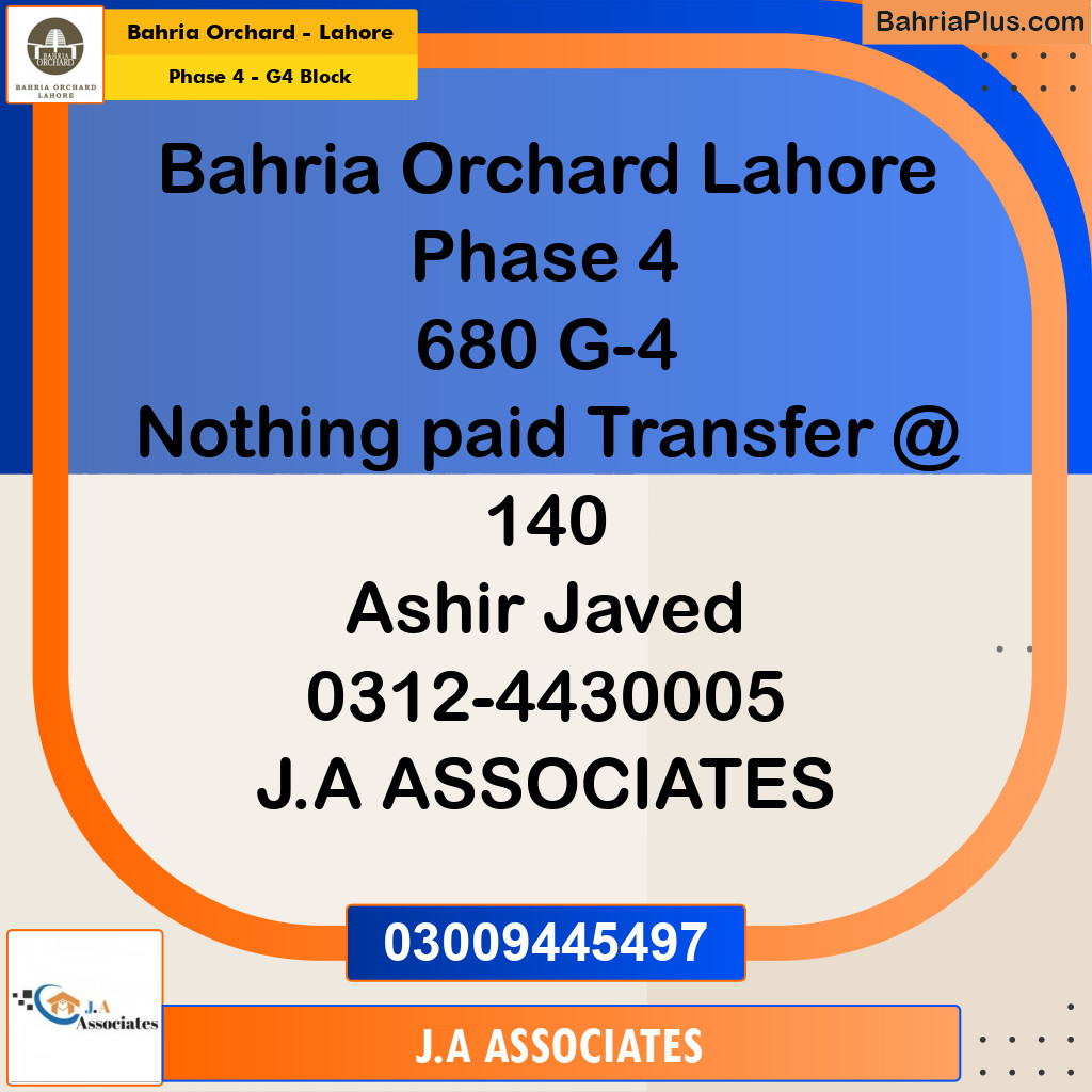 1 Kanal Residential Plot for Sale in Phase 4 - G4 Block -  Bahria Orchard, Lahore - (BP-269340)